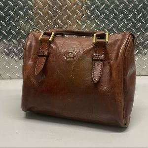 The Bridge Brown Leather Barrel Shape Daily Bag
